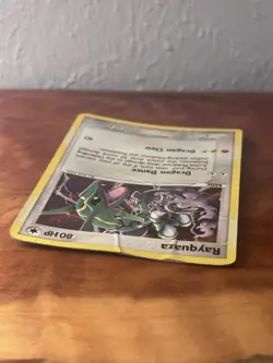Rayquaza Holo 9/106 EX Emerald Pokemon Card Rare Damaged Water Damage Creased - Image 4