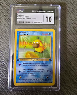CGC 10 Psyduck 53/62 Fossil 1st Edition 1999 English Regular Pokemon Card - Image 1