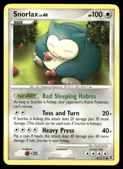 Pokemon Cards Snorlax 81/111 Rising Rivals Common LP - Image 1