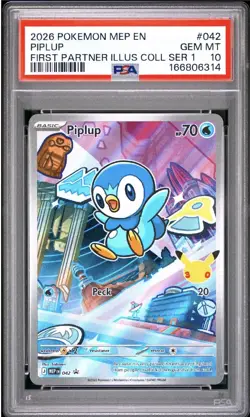 2026 Pokemon First Partner Illustr #042 Black Star Promo Piplup PSA 10 🔥 🔥 🔥 - Image 1