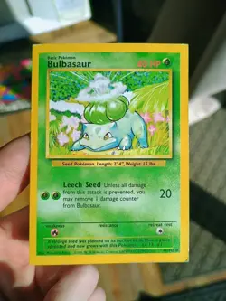 Pokemon Card Bulbasaur 44/102 Base Set Wizards Square Cut - Image 1