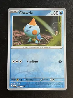 Chewtle Common SV07: Stellar Crown 043/142 NM Pokemon TCG Reverse Holo 043/142 - Image 1