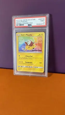 Ash's Pikachu SM108 | I Choose You Black Star Promo | PSA 9 | Pokemon TCG - Image 1