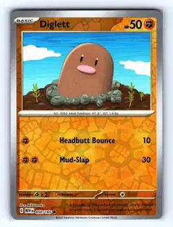Diglett 050/165 Common 151 Pokemon Reverse Holo Near Mint - Image 1