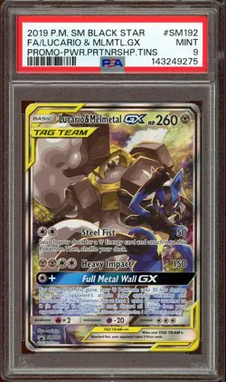 Pokemon Lucario & Melmetal GX Tag Team Power Partnership Tins Promo #SM192 PSA 9 - Image 1