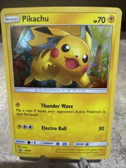 GALAXY HOLO Pikachu SM76 Pokemon Black Star Promo Holographic Foil Rare - LP - Image 1