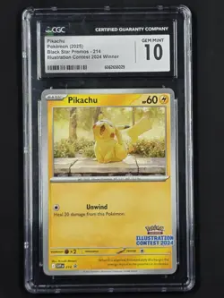 5190 Pikachu 2025 Pokemon SV 2024 Illustration Contest Winner Promo #214 CGC 10 - Image 1