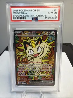 2026 POKEMON POR EN-PERFECT ORDER SPECIAL ILLUSTRATION RARE MEOWTH EX PSA 10 - Image 1