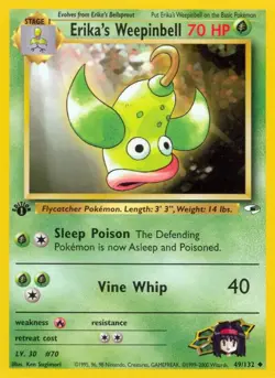 Erika's Weepinbell 49/132 Uncommon Gym Heroes Pokemon 1st Edition Lightly Played - Image 1