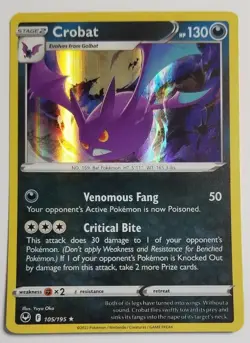 Pokemon TCG Crobat Sword & Shield - Silver Tempest 105/195 Holo Holo Rare - Image 1