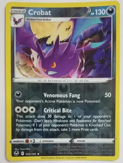 Pokemon TCG - Crobat Reverse Holo Rare - 105/195 - Silver Tempest - Image 1