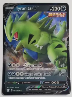 Pokemon TCG Tyranitar V Sword & Shield - Battle Styles 097/163 Holo Ultra Rare - Image 1