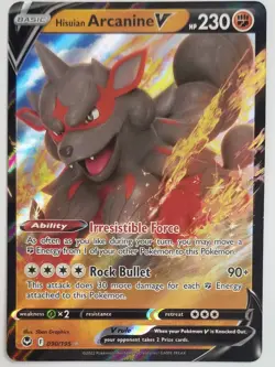Pokemon TCG Hisuian Arcanine V Sword & Shield - Silver Tempest 090/195 Holo... - Image 1