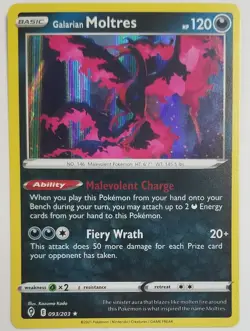 Pokemon TCG Galarian Moltres Evolving Skies 093/203 Reverse Holo Holo Rare - Image 1