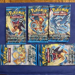 Pokemon Plasma Storm EMPTY Booster Pack WRAPPERS 5x 820650108112 - Image 1