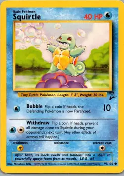 SQUIRTLE 93/130 COMMON BASE SET 2 POKEMON NM/M - Image 1
