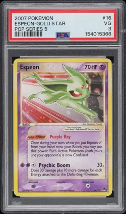 2007 Pokemon Pop Series 5 #16 Espeon - Gold Star PSA VG 3 - Image 1