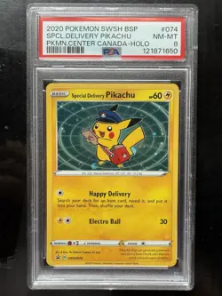 Pokemon Special Delivery Pikachu SWSH074 Sword & Shield Promo Holo PSA 8 - Image 1