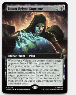 Doom Reigns Supreme (Extended Art) 407 Marvel Super Heroes MTG Foil NM - Image 1