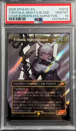 Final Fantasy MTG PSA 10 Y'shtola, Night's Blessed 0215 Borderless Surge Foil - Image 1