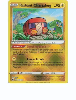 RADIANT CHARJABUG 051/159 Radiant Rare CROWN ZENITH Pokemon Holo Near Mint - Image 1