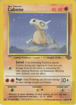 CUBONE 50/64 Common JUNGLE Pokemon Unlimited Moderately Played - Image 1
