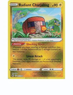 RADIANT CHARJABUG 051/159 Radiant Rare CROWN ZENITH Pokemon Holo Near Mint - Image 1