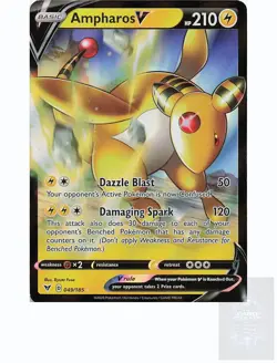 AMPHAROS V 049/185 Holo V Rare VIVID VOLTAGE Pokemon Holo Near Mint - Image 1
