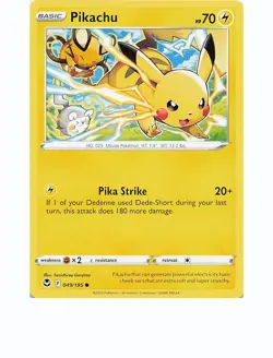 PIKACHU 049/195 Common SILVER TEMPEST Pokemon Near Mint - Image 1