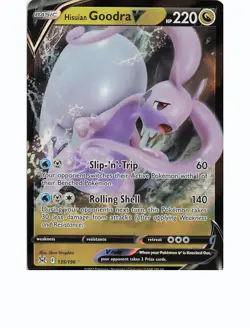 HISUIAN GOODRA V 135/196 Holo V Rare LOST ORIGIN Pokemon Holo Near Mint - Image 1