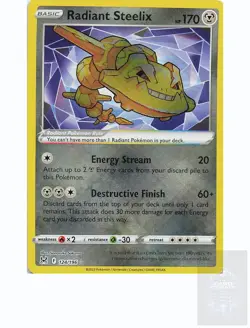 RADIANT STEELIX 124/196 Radiant Rare LOST ORIGIN Pokemon Holo Near Mint - Image 1