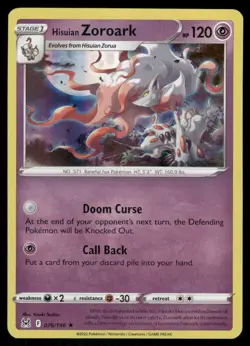 Hisuian Zoroark 076/196 - Holo Lost Origin - Holo Rare NM - Image 1