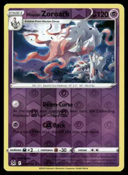 Hisuian Zoroark 076/196 - Holo Lost Origin - Reverse Holo Rare NM - Image 1