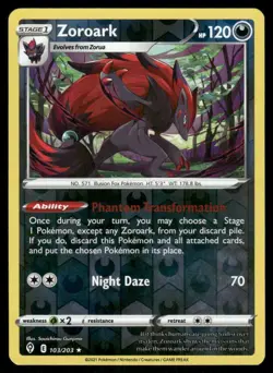 Zoroark 103/203 - Holo Evolving Skies - Reverse Holo Rare NM - Image 1