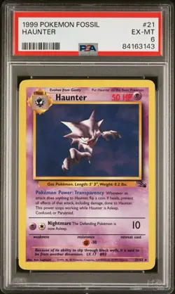 1999 Pokemon Fossil Haunter 21/62 PSA 6 EX-MT non-Halo Rare CGC - Image 1