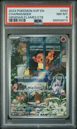 2023 POKEMON OBSIDIAN FLAMES ELITE TRAINER BOX SVP EN-SV #044 CHARMANDER PSA 8 - Image 1
