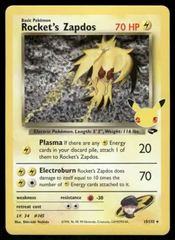 Rocket's Zapdos 15/132 - holo Celebrations: Classic Collection - NM - Image 1