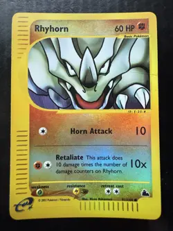Pokemon Rhyhorn 91/144 Skyridge Reverse Holo (MP) - Image 1