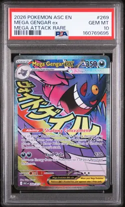 2026 POKEMON ASC EN-ASCENDED HEROES MEGA ATTACK RARE #269 MEGA GENGAR EX PSA 10 - Image 1