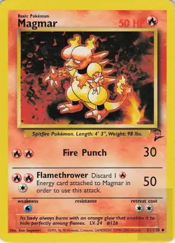 MAGMAR 51/130 Uncommon BASE SET 2 Pokemon Near Mint - Image 1