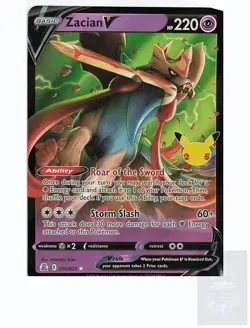 ZACIAN V 016/025 Holo V Rare CELEBRATIONS Pokemon Holo Near Mint - Image 1