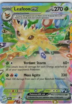 LEAFEON EX 006/131 Holo Double Rare PRISMATIC EVOLUTIONS Pokemon Holo Near Mint - Image 1