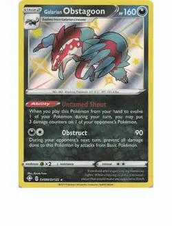 GALARIAN OBSTAGOON SV080/SV122 SHINING FATES SHINY VAULT Pokemon Holo NM - Image 1