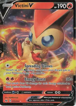 VICTINI V 025/202 Holo V Rare SWORD & SHIELD Pokemon Holo Near Mint - Image 1