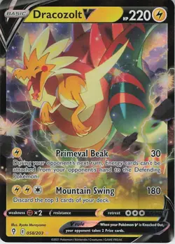 DRACOZOLT V 058/203 Holo V Rare EVOLVING SKIES Pokemon Holo Near Mint - Image 1