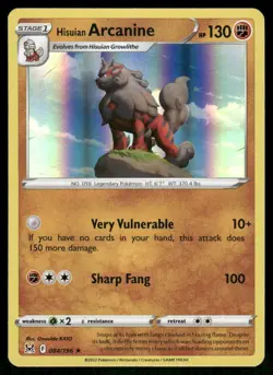 Hisuian Arcanine 084/196 - Holo Lost Origin - Holo Rare NM - Image 1