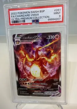 PSA 9 MINT Charizard VMAX UPC Black Star Promo Full Art Pokemon Card #SWSH261 - Image 1
