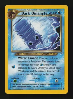 Dark Omanyte 37/105 Tomokazu Komiya Unlimited Uncommon Neo Destiny Pokemon Cards - Image 1