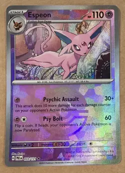 Pokemon TCG Espeon Poke Ball Pattern 033/131 Sv: Prismatic Evolutions Rare Holo - Image 1