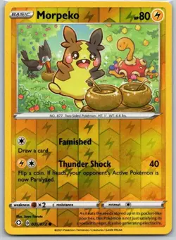 Morpeko 035/072 Common Shining Fates Pokemon Reverse Holo Near Mint - Image 1